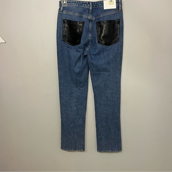 Jonathan Simkhai Hi Rise Jeans Leather Pants Rockstar Country Cowboy Carter Bike - Picture 11 of 15